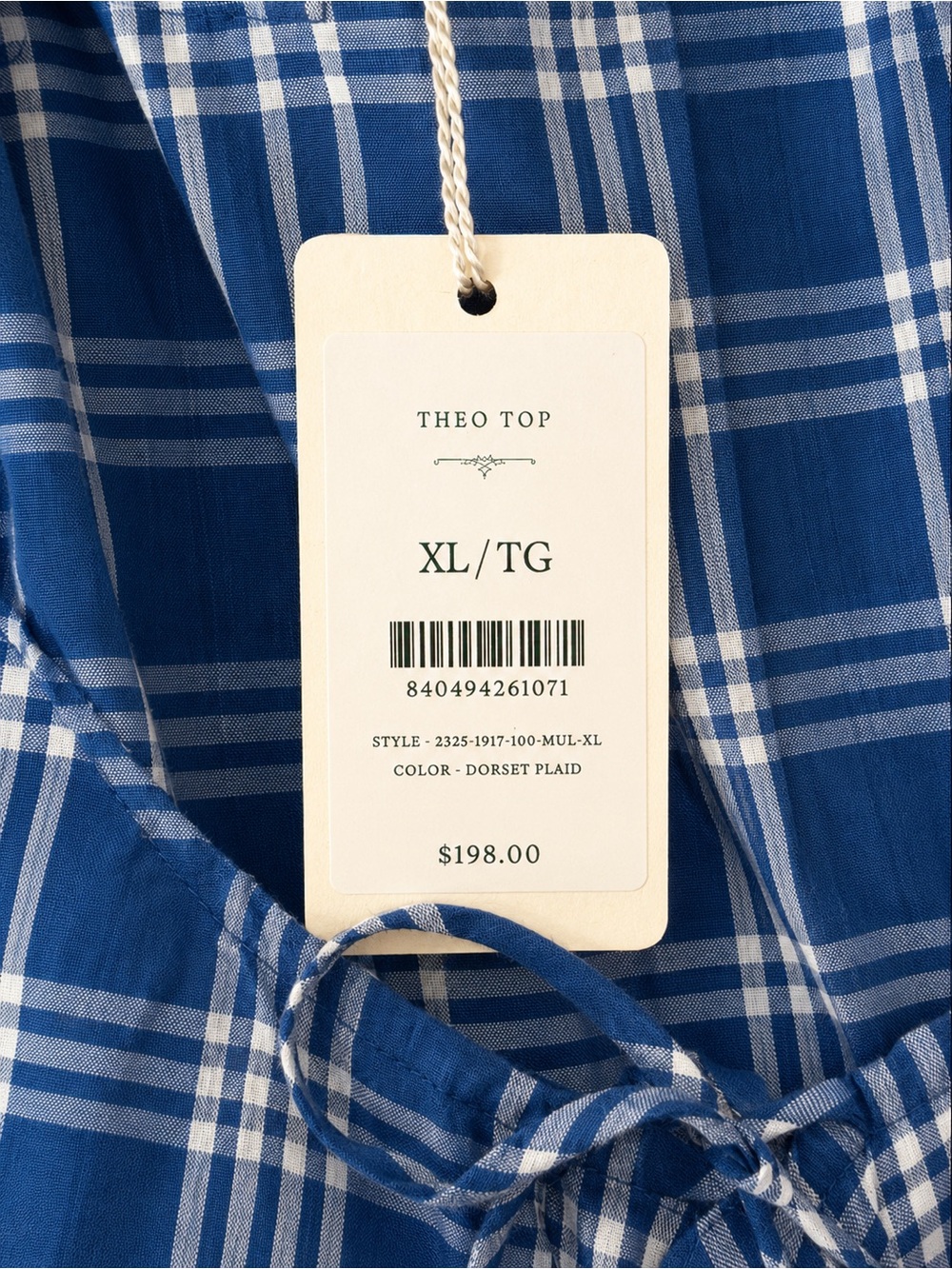 Doen Blue Plaid Tie-Front Tank NWT - Picture 4 of 4